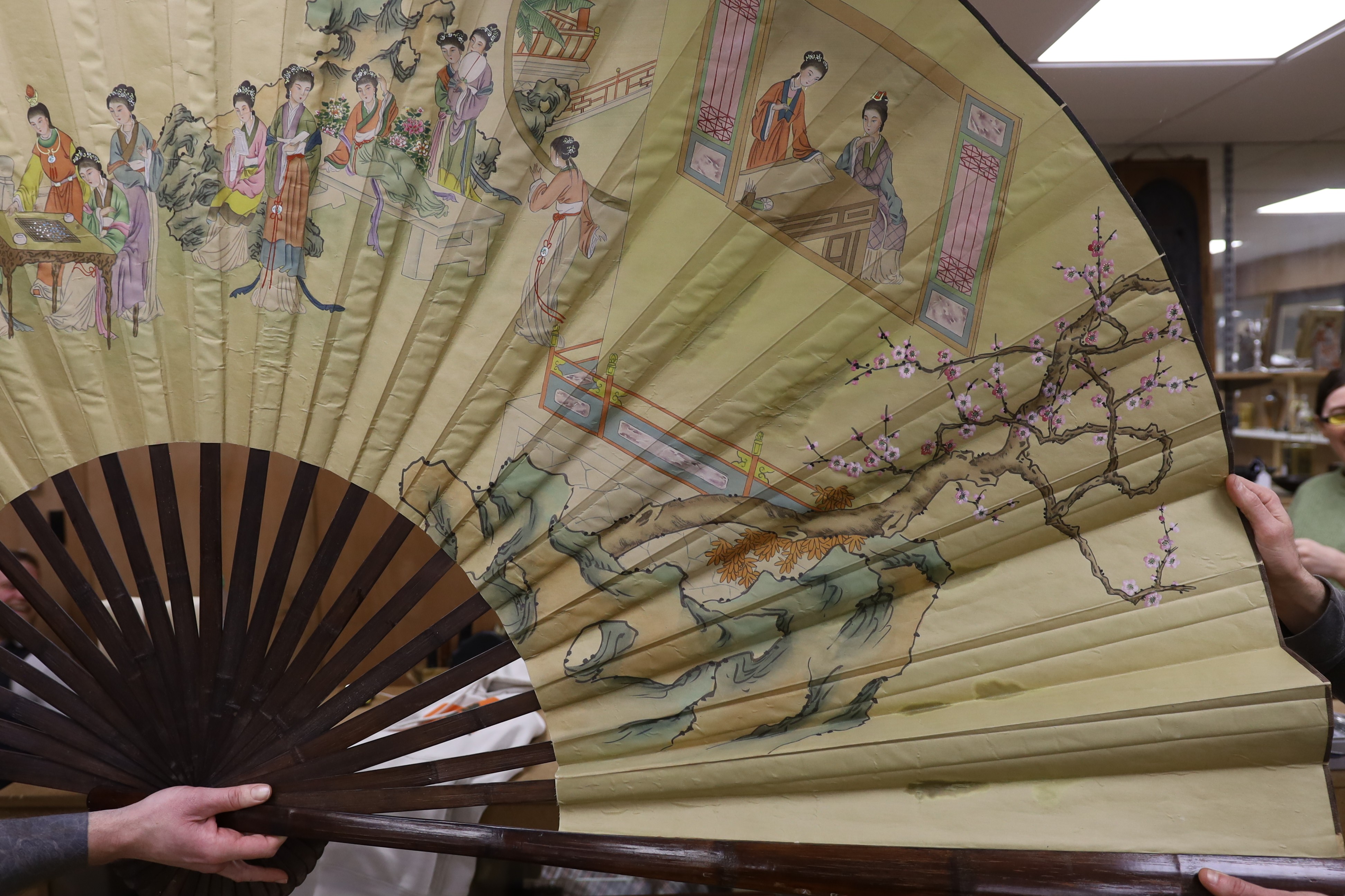 A large unusual Japanese fan